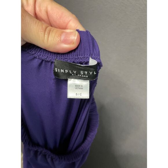Simply Styled Halter Top Purple Jumpsuit Size S/C, Elastic Waist & Pockets - Picture 3 of 9